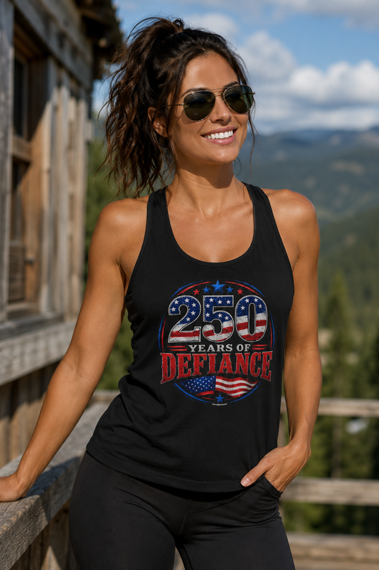 250 Years of Defiance Women’s fitted racerback tank top